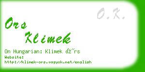 ors klimek business card